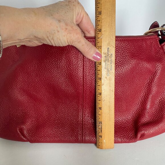Kattee Red Leather Purse Gold Hardware Satin Interior 5 Pockets Zipper Closure - Picture 12 of 12
